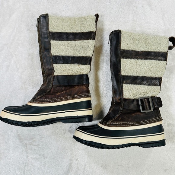 Sorel Waterproof Winter Boots Women's Size 6 Brown Leather - Picture 2 of 5